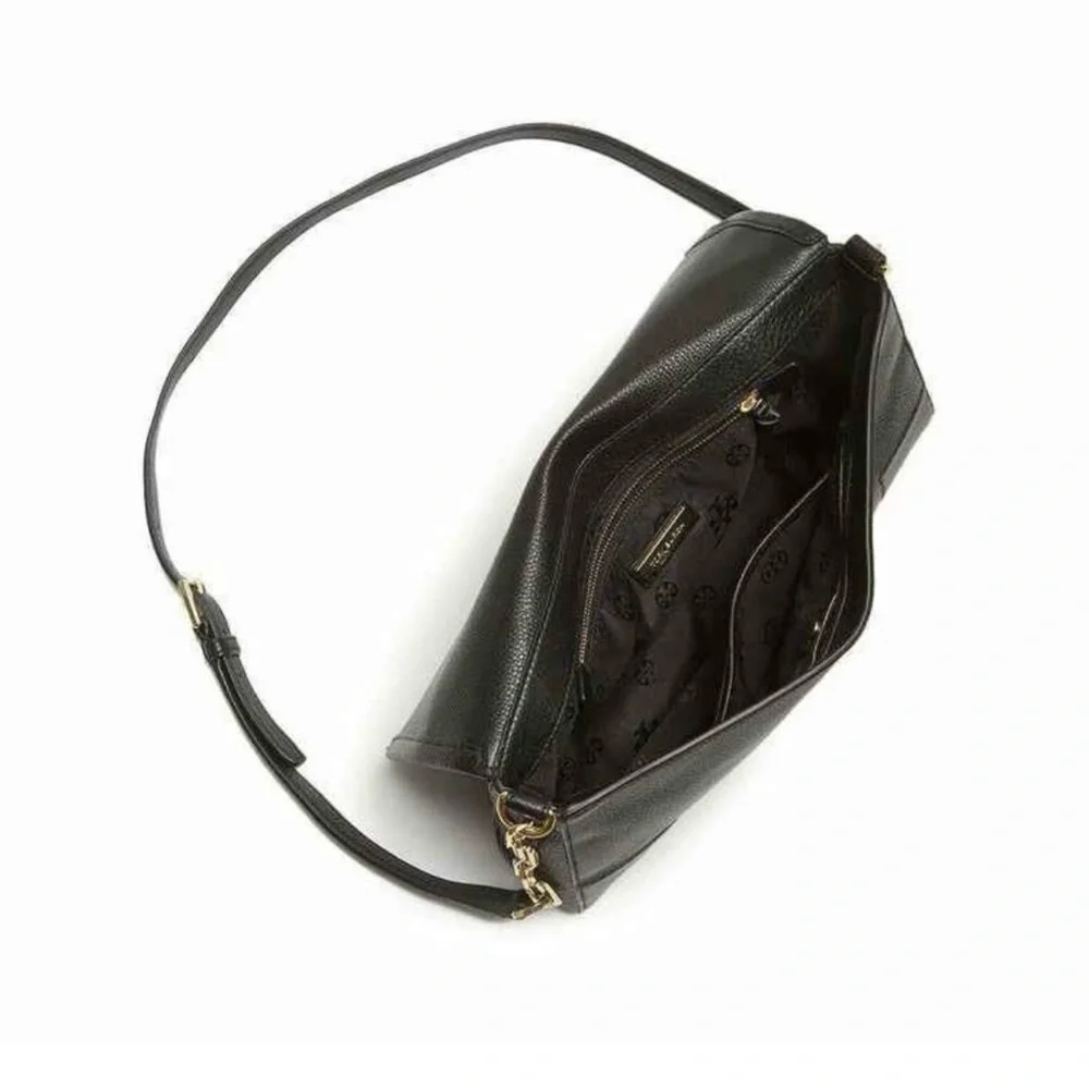 Tory Burch Britten Fold Over Messenger Black Leather Crossbody Purse - Picture 3 of 16